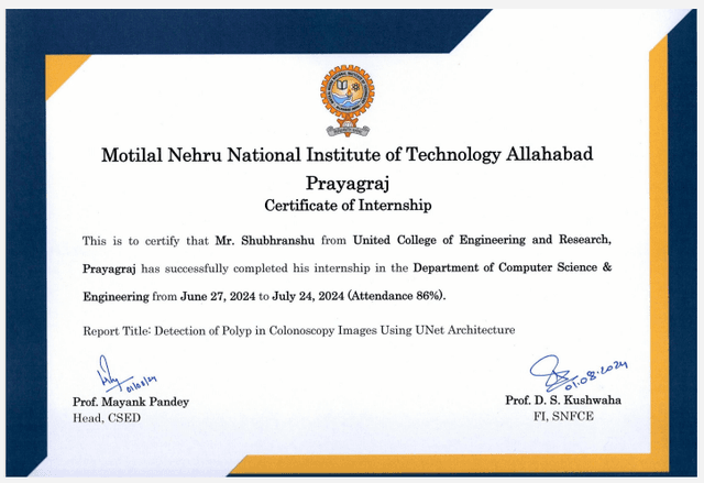 Machine Learning (MNNIT) certificate